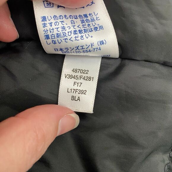 Lands End Down Filled Long Coat Womens Medium Black Pockets Outdoor Warm - Picture 10 of 13